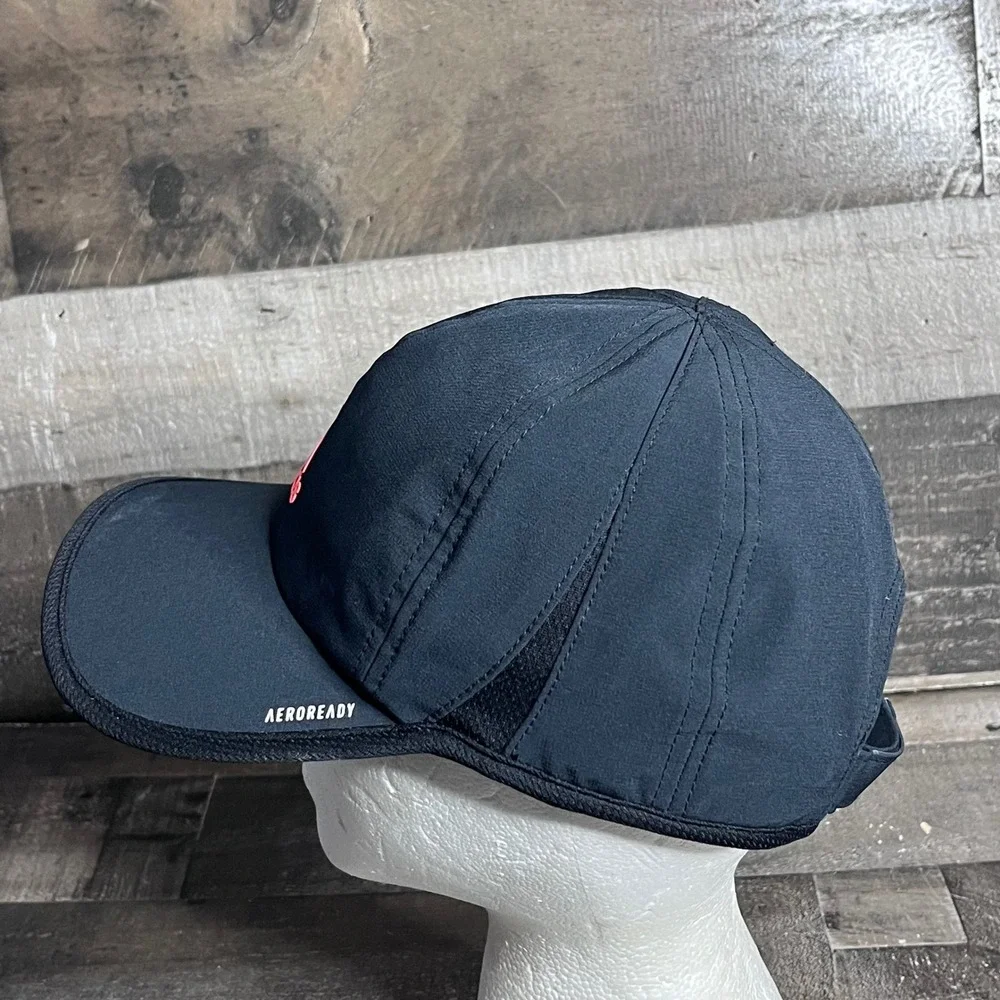 Adidas Aeroready Running Hat Black Pink Gradient Logo Adjustable Mesh Cap
